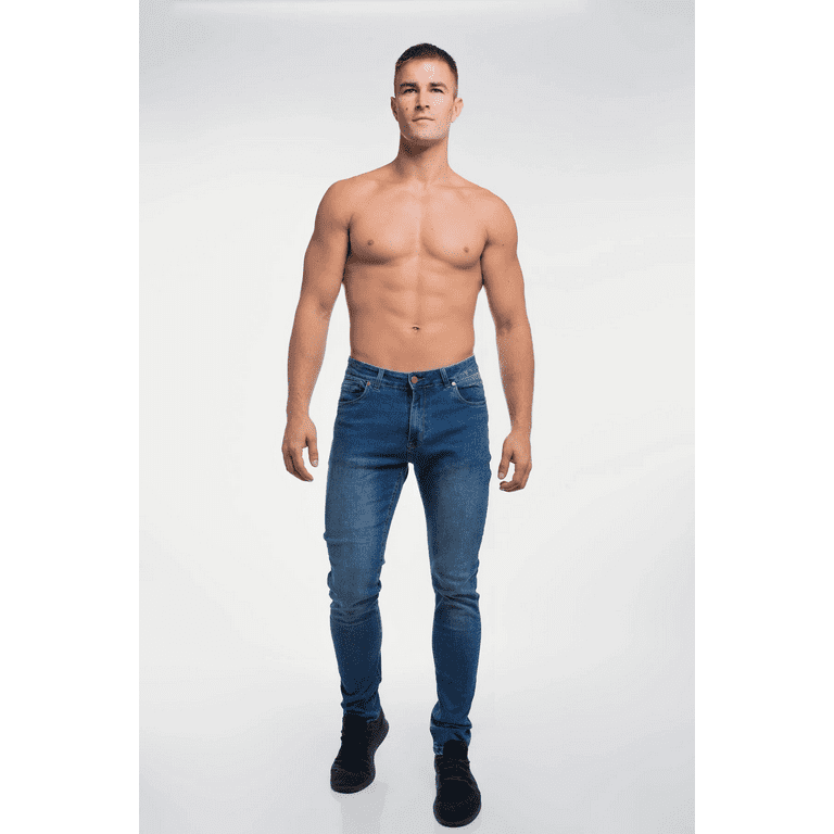 Barbell Apparel Men's Straight Athletic Fit Jeans Medium Wash 28 