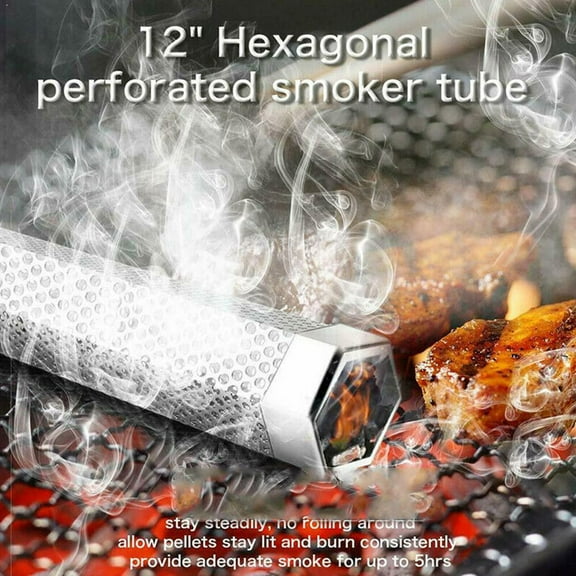 LNKOO Premium Pellet Smoker Tube for All Grill Electric Gas Charcoal or Smokers- 5 Hours of Billowing Smoke - Cold or Hot Smoking- Ideal for Smoking Cheese Nuts Steaks Fish Pork Beef - 12"