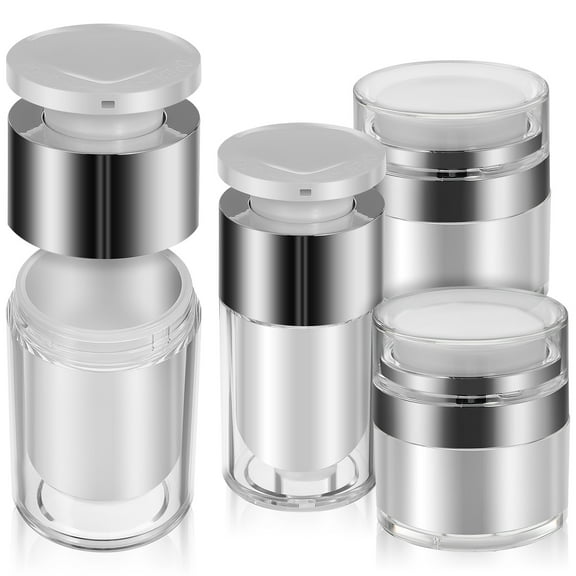 unbranded 4 Pcs Airless Pump Jars Vacuum Pump Press Bottles Empty Refillable Travel Cosmetic Jars