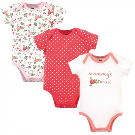 

Hudson Baby Infant Girl Cotton Bodysuits 3pk Mommys Mini 12-18 Months