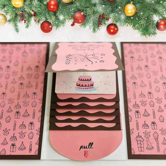 Handmade Christmas Gift Card Holder NoteBook, Surprise Cards with Envelopes, Waterfall Holiday Gift Card Sleeve Booklet, DIY Personalized Christma Gifts, Xmas Party Supplies for Family