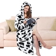 thumbnail image 2 of Catalonia Womens Fleece Long Hooded Robe Blanket, Comfy Soft Chenille Bathrobe with Belt Pockets,Ladies Sleepwear Housecoats,Machine Washable, One Size, Dalmatian, 2 of 7