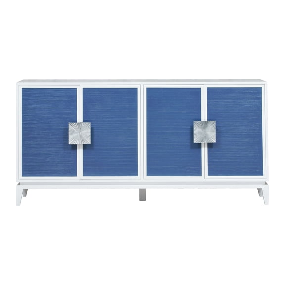 Elk Home Asanso 72-inch Wide 4-Door Credenza in White and Blue