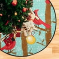 thumbnail image 4 of Coolnut Christmas Birds Cute Christmas Tree Mats Waterproof Tree Skirt, Winter Snowflake Xmas Tree Stand Tray Mat Floor Protector Pad for Holiday Party Decoration, 28.3", 4 of 5