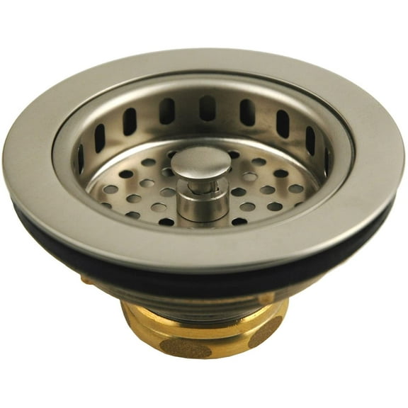Solid Brass Duo Basket Strainer, for Kitchen Sinks (Satin Nickel Finish)