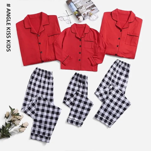 Pijamas familiares de Navidad para otoño e invierno, conjunto de ropa de dormir para padres e hijos, 2022