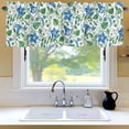 thumbnail image 6 of Summer Blue Flower Window Valance for Kitchen, Country Watercolor Floral Green Leaf Rod Pocket Short Curtain for Small Windows, Light Filtering Decorative Valance, 60 x 18 Inch, 1 Panel, 6 of 9