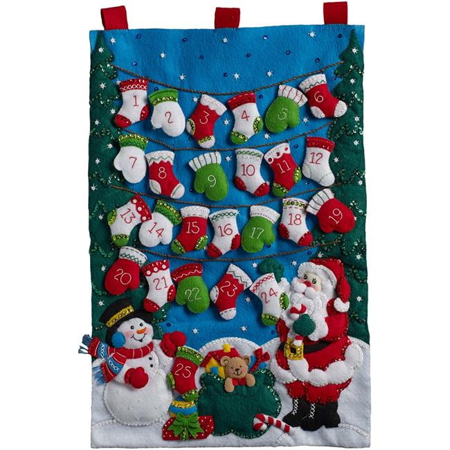 14.5 x 23.25 in. Advent Calendar Felt Applique Kit - Mittens & Stockings -  Walmart.com