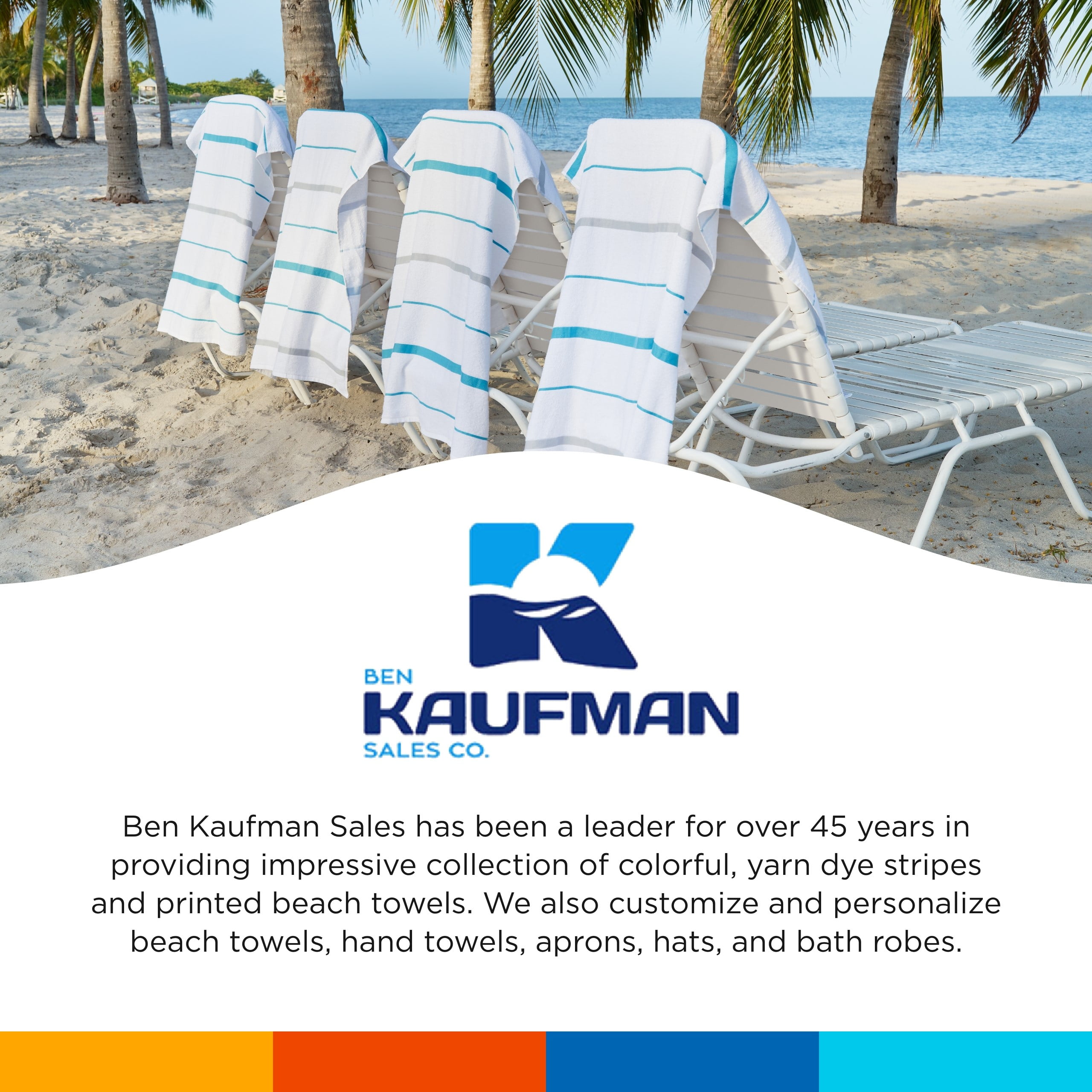 Kaufman - Terry Horizontal Sailor Stripes Beach Pool Towels - Set of 4 Pcs - 30in X 60in - 400 GSM - Luxury Hotel Towels 4-Pack (Turquoise)