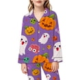 thumbnail image 5 of Afdoent Girls Pajamas Set Halloween Pumpkin Ghost Print Sleepwear Soft Long Sleeve Button-Down Sleepwear Nightwear 2Pcs Pajama Sets Loungewear Comfortable For Kids Holiday 9-10 Years, 5 of 5