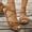 Brown, variant on Women's Criss Cross Strappy Sandals Open Toe Summer Flat Sandal with Back Strap White 7.5(40)