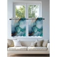 thumbnail image 4 of Teal Blue Marble Tier Curtains 36 Inch Length, Sheer Curtains for Bedroom Living Room Window Abstract Artwork Aesthetic Rod Pocket Voile Drapes Kitchen Curtains Small Half Window 27.5"x36" 2 Panels, 4 of 6