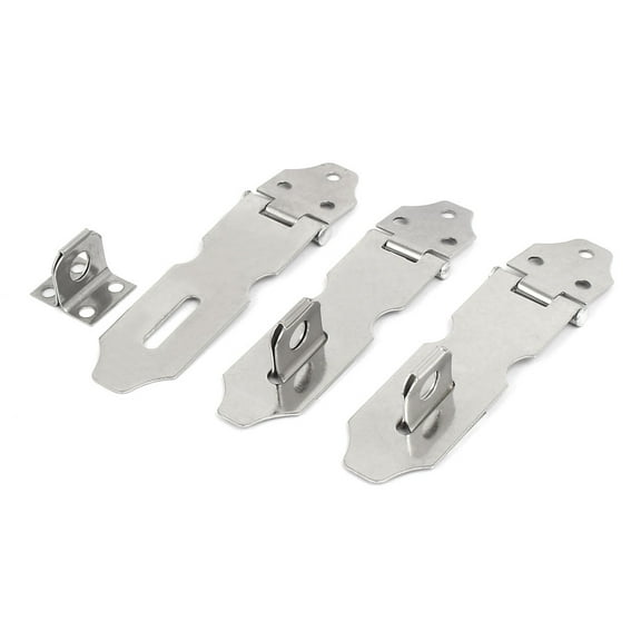Cupboard Stainless Steel  Padlock Door Latch Lock Hasp Staples 2.5" 3Pcs
