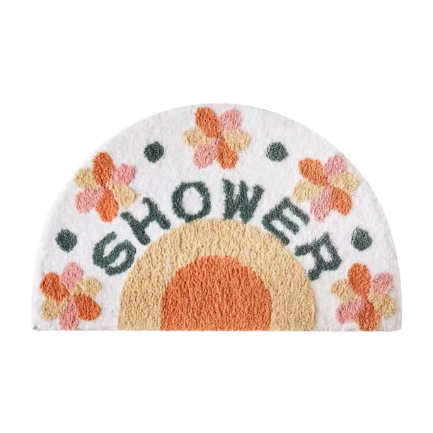 Alfombras de Ducha para Baño Engrosado Alfombra de Ducha Semicircular - Alfombra de Baño Antideslizante Absorbente de Agua para Puerta de Baño Lavabo Y Entrada de Baño - Asegurar Alfombras para Piso D