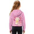 thumbnail image 2 of Xixirimido Pink Axolotl Stars Pattern Girls Half Zip Sweatshirt Long Sleeve Pullover Crop Tops Kids Lightweight Hoodie Fashion Winter Clothes, Size 7-8, 2 of 7