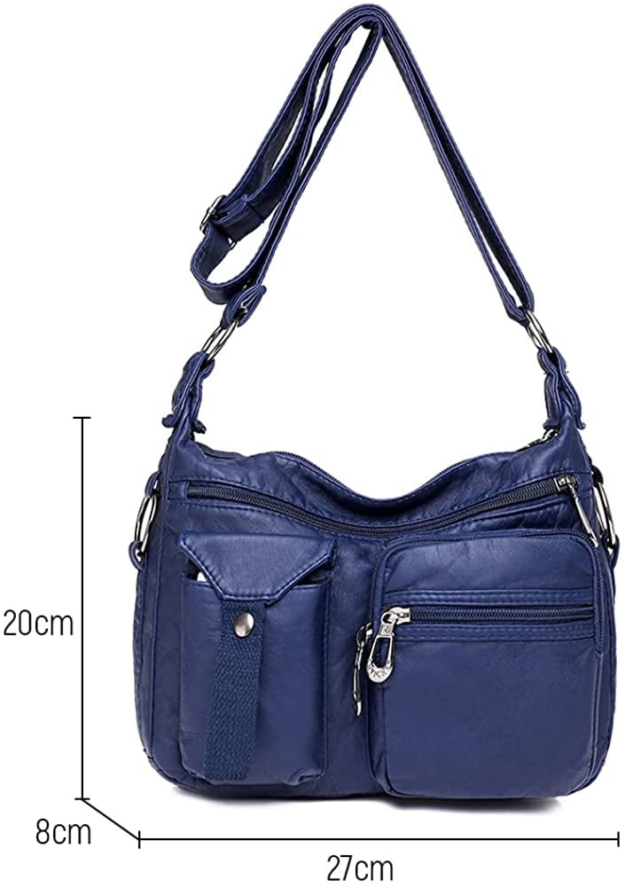 Soft Leather Crossbody Purse for Women Pocketbooks Waterproof Shoulder Bag Ladies Multi Pocket Crossbody Bag