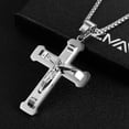 thumbnail image 4 of HZMAN Men's Jesus Stainless Steel Pendant Necklace Cross, 22 + 2 Inch Chain（Silver）, 4 of 6