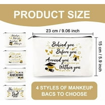 4Pcs Canvas Makeup Bag - 9.06" x 5.9" Graduation Gifts for Her Motivational Cosmetic Bags Travel Organizer Portable Accessories with Zipper Inspirational Gifts for Women
