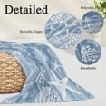 thumbnail image 2 of Haze Blue Coastal Pillow Covers, Linen Long Throw Pillow Case, Summer Beach Nautical Starfish Coral Vintage Holiday Pillow Protector Decorative Cushion Cover for Living Room/Bedroom 20" x 30", 2 of 8
