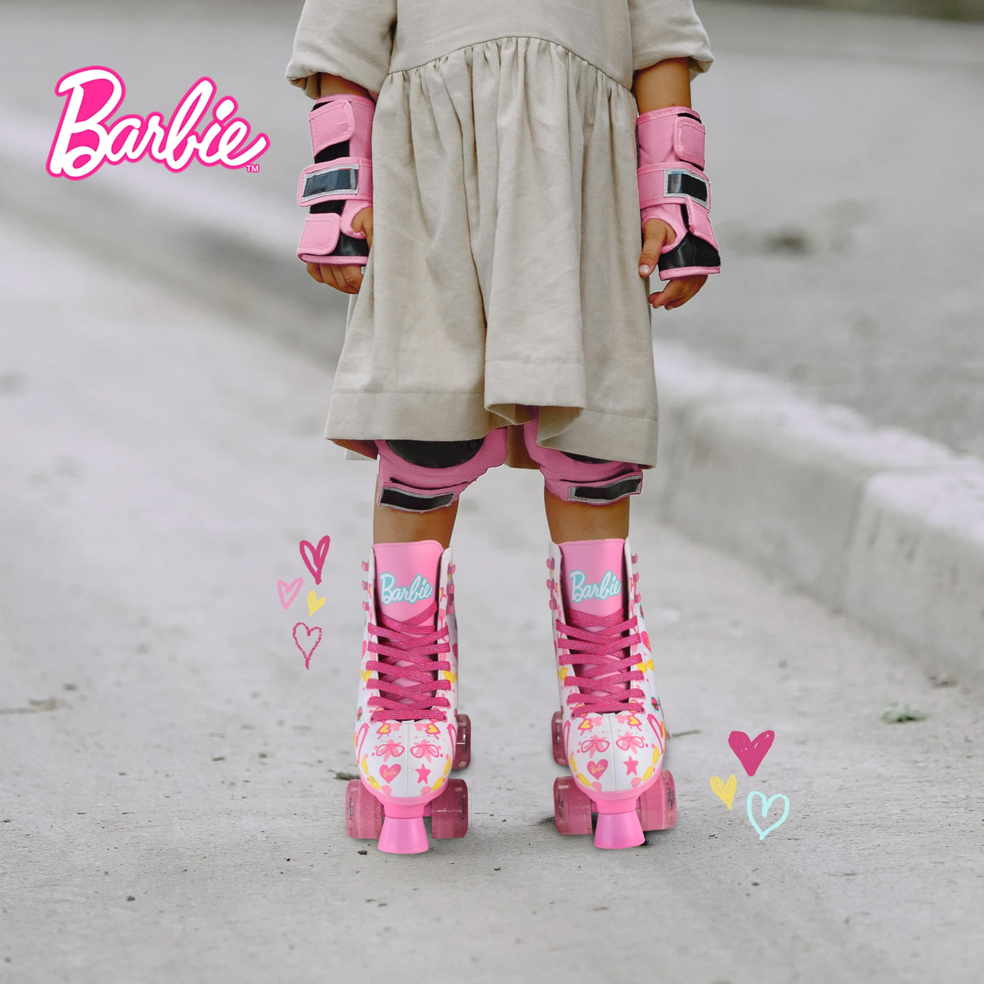 Barbie Roller Skates For Girls Adjustable Sizes 12 2 Glitter Wheels Abec 5 Bearings Durable Pvc Material Foam Shoe Lining Perfect For Active