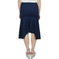 thumbnail image 2 of Bimba Women's Navy Blue Asymmetrical Hem Denim Skirt With Side Zip Closure-S, 2 of 8
