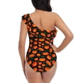 thumbnail image 5 of Rateoe Pumpkin Fallen Leaves Pattern Women One Piece Swimsuits Tummy Control One Shoulder Bathing Suits Ruffle Swimwear-Large, 5 of 6