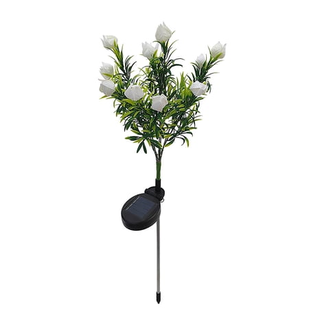 1-2Pcs LED Solar Power Artificial Gardenia Flowers Landscape Light &ndash; Outdoor Solar Light Imitation Bouquet for Garden Yard Pathway Lawn Grassland Decoration