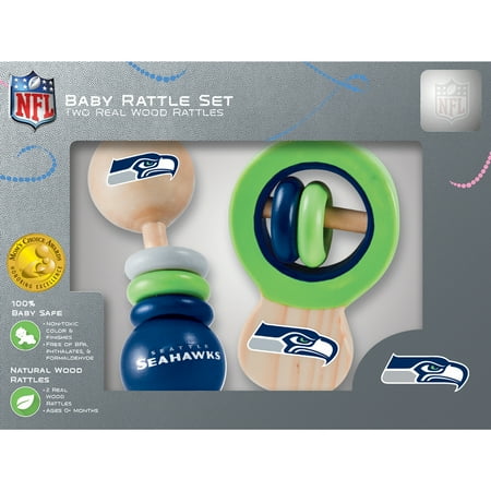 UPC: 0705988816031 | Baby Fanatic Wood Rattle 2 Pack – NFL Seattle Seahawks Baby Toy Set