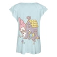 thumbnail image 5 of Kuromi And My Melody Womens Summer Tops Ruffle Short Sleeve Tunic Tops V Neck Loose Fit Flowy T-Shirts, 5 of 7
