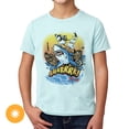thumbnail image 2 of Del Sol Youth Boys Premium Crew Tee - Sharrrk!, Ice Blue T-Shirt - Changes from Black to Vibrant colors in the Sun - 100% Combed, Ring-Spun Cotton, Relaxed Fit, 2 of 3
