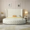 thumbnail image 2 of Better Home Products Elizabeth 107 x 101" Velvet Upholstered King Bed in Cream, 2 of 10