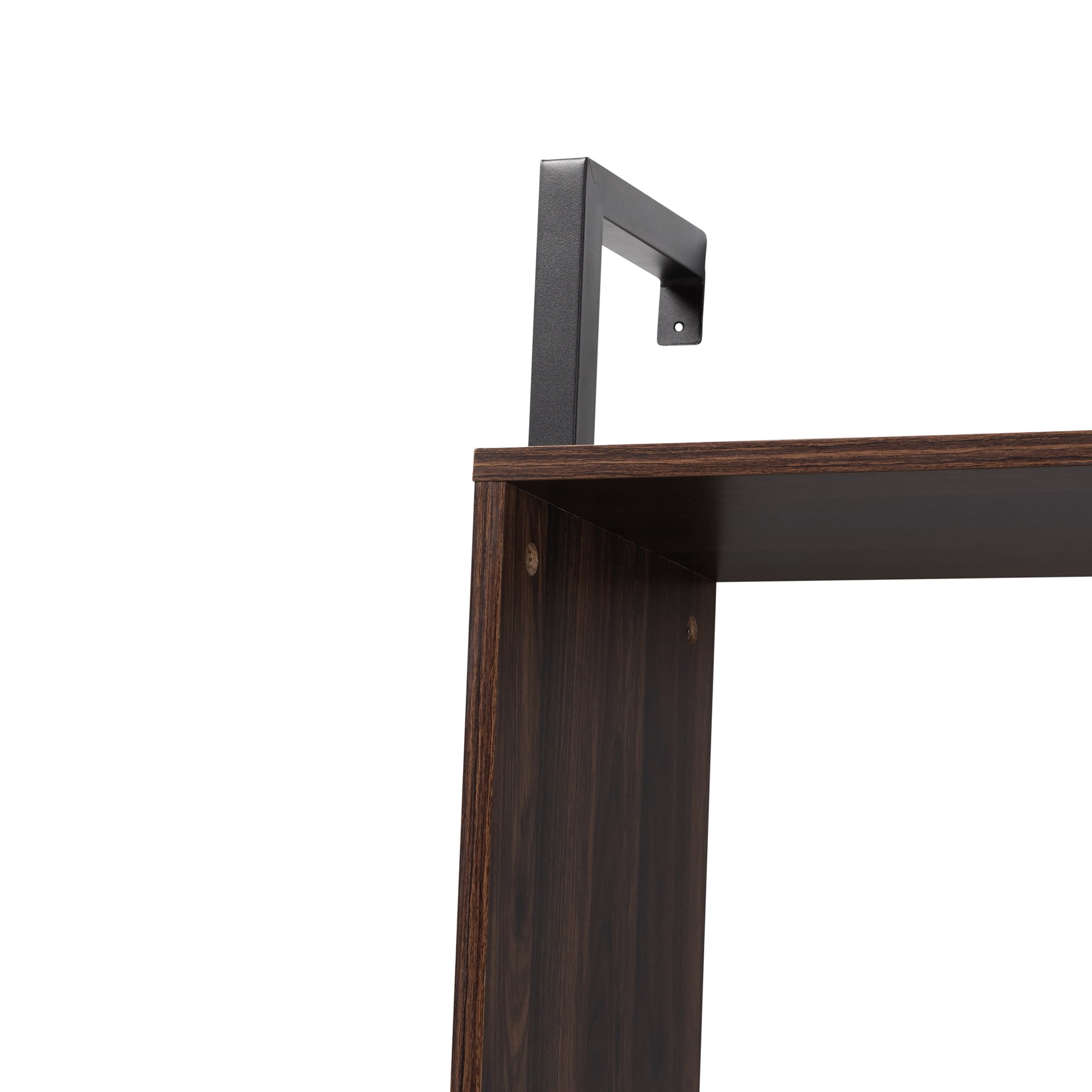 Baxton Studio 30"W x 23.6"D x 69.7"H 1-Shelf Wall Shelves, Black and Walnut Brown