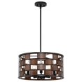 thumbnail image 7 of Kira Home Carlson 17" 5-Light Modern Chic Drum Chandelier, Walnut Wood Style Panel Accents + Black Finish, 7 of 7