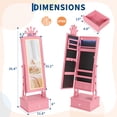 thumbnail image 5 of Garvee Kids Jewelry Armoire Cabinet with Full-Length Mirror & LED Lights, Gilrs Standing Jewelry Organizer, Pink, 5 of 7