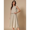 thumbnail image 3 of DARING DIVA Women's 2 Pieces Outfits Crop Top Midi Skirts Set M Khaki, 3 of 6