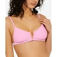 thumbnail image 4 of HULA HONEY Women's Pink Stretch Shell-Trim Tie Removable Cups V-Wire Adjustable Swimsuit Top M, 4 of 5