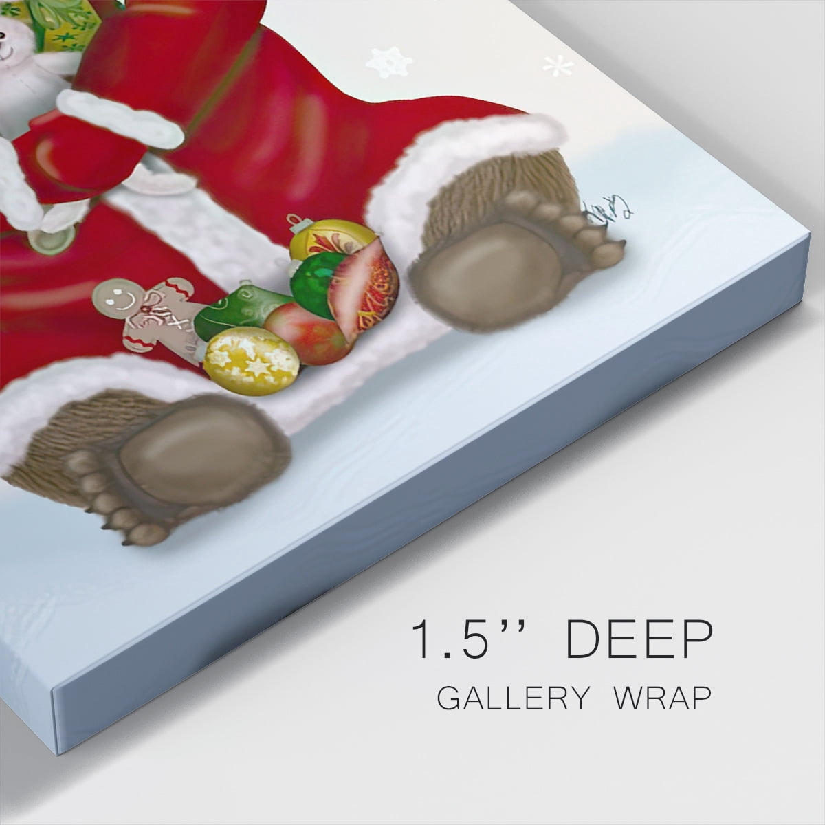 Christmas Christmas Present Bear Hug- Gallery Wrapped Canvas