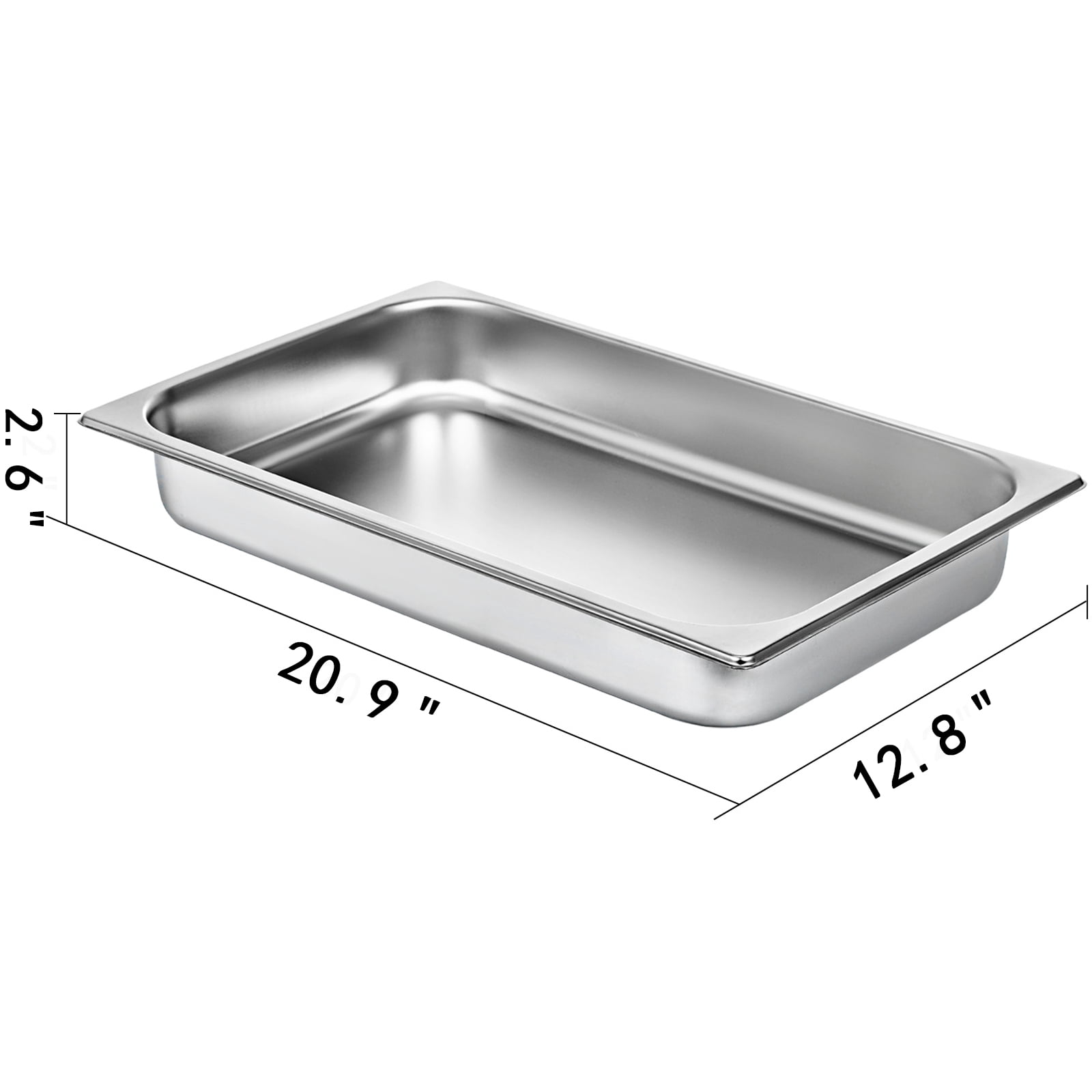 VEVORbrand Hotel Pans Full Size 2.5 Inch Deep, Steam Table Pan 6 Pack, 22 Gauge/0.8mm Thick Stainless Steel Hotel Pan Anti Jam Steam Table Pan