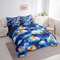 thumbnail image 2 of Manfei Cartoon Cat Queen Bedding, Sleeping Galaxy Kitten Bedding Comforter Set Queen, Blue Gold, Blue Reversible, 7-Piece, 2 of 6