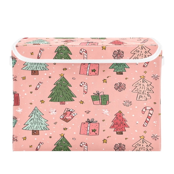 Storage Box With Lid 16.5x12.6x11.8In Foldable Stacked Household Storage Box Seamless Christmas Gifts