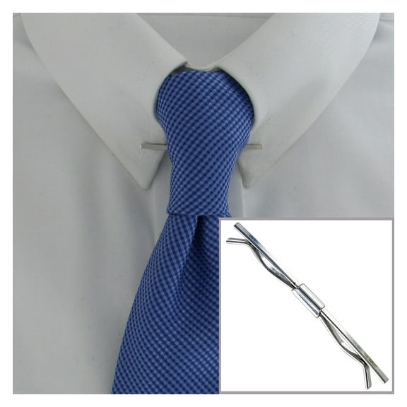 Silver Tone Collar Bar Clip 1 7/8" Mens Adult Male