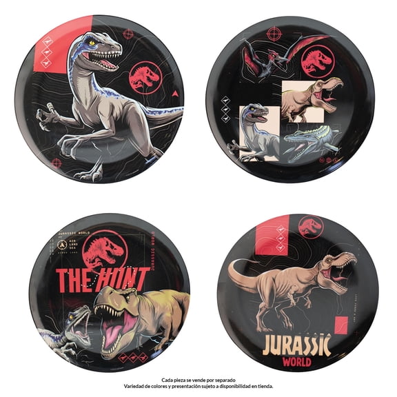 Plato Mediano Prichos Jurassic World de Melamina Varios Diseños 1 pieza