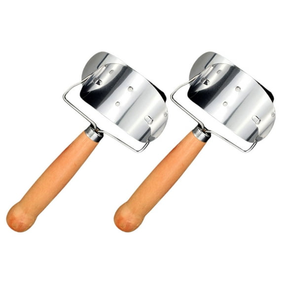 2-Pack Stainless Steel Dumpling Wrapper Cutters with Wooden Handles - Dumpling Skin Cutting Tools for Kitchen