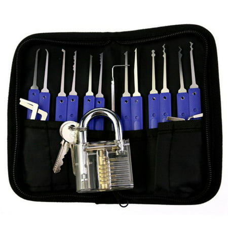 Multi-Tool Set for Beginners Padlock Locksmith Kit Unlocking Tool Blue Locks set 12 pieces +5 pins +1