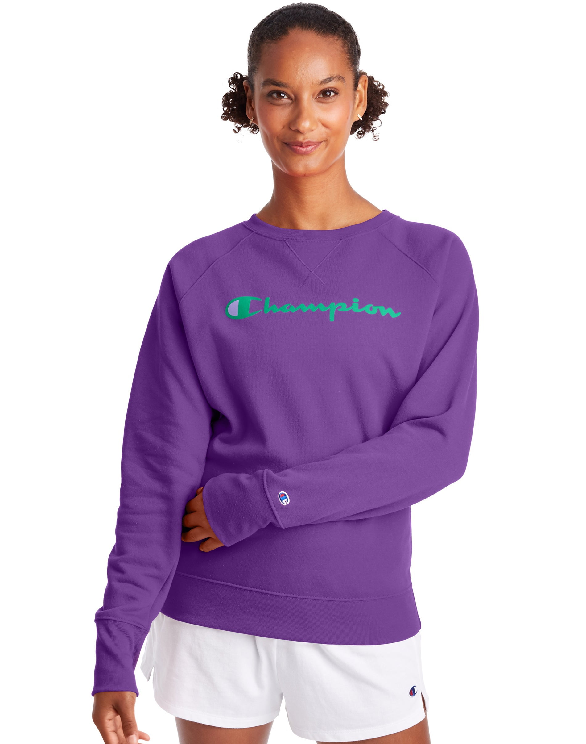 Champion Womens Powerblend Fleece Boyfriend Crew, XL, Purple Crush -  Walmart.com