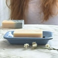 thumbnail image 2 of PILLOWPIA Enamel Hydrangea Blue Steel Soap Dish – 2-Piece Decorative, Rust-Resistant Bathroom Accessory, 2 of 6