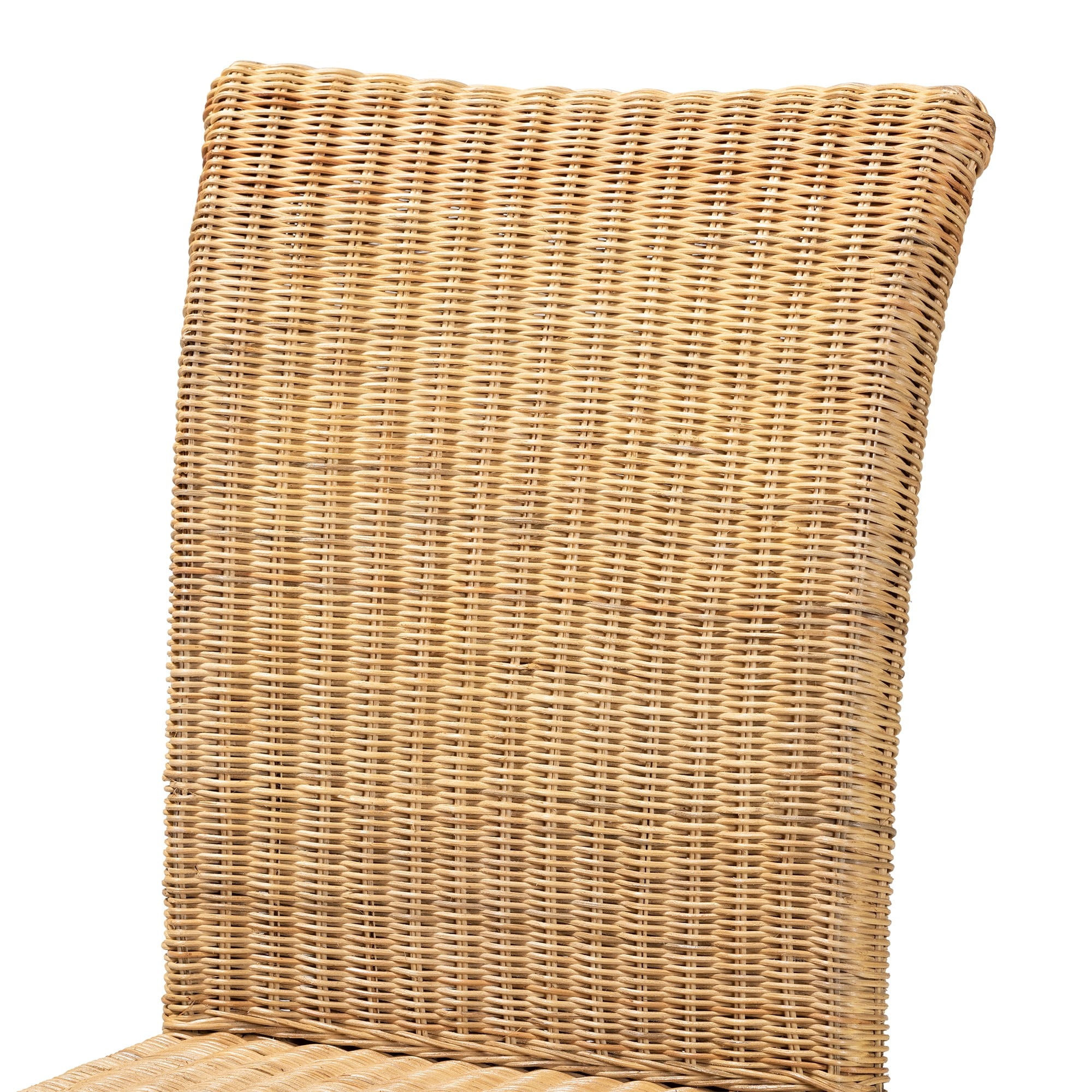 bali & pari Shamara Rattan and Mahogany wood BOHO Dining Chair, Natural Brown