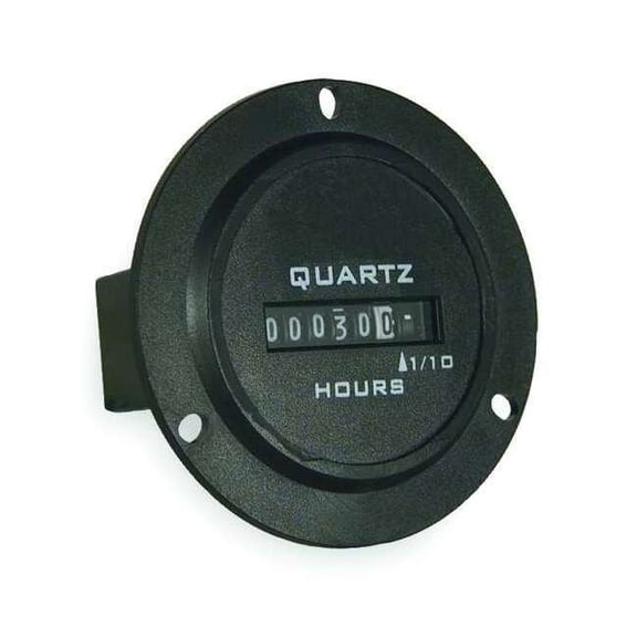 Trumeter Hour Meter,DC Quartz,Round,3 Hole 732-0001