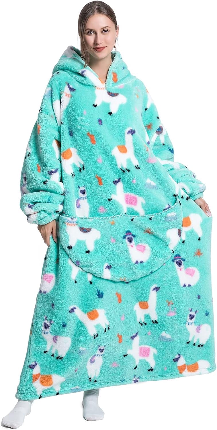 Wehilion Oversized Blanket Hoodie,Adult Snuggle Fleece Wearable Blanket Fluffy Giant Hooded Sweatshirt,Adult 140cm Leght