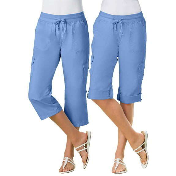 Woman Within Plus Size Petite Convertible Length Cargo Capri/Bermuda